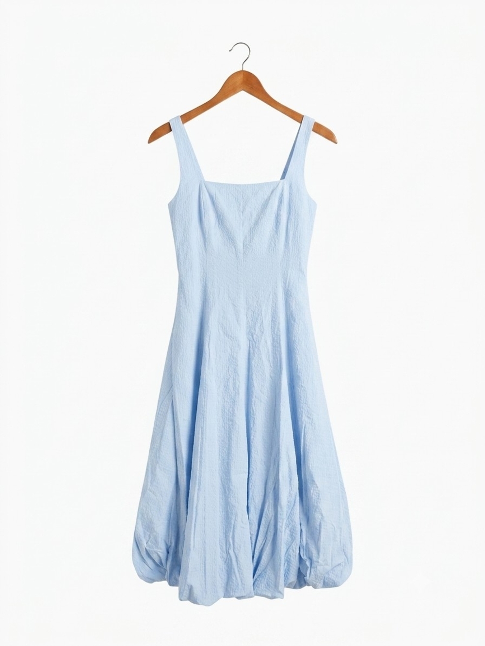 Abercrombie & Fitch Light Blue Square-Neck Bubble Hem Midi Dress Size XSP